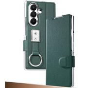 LUOTANL Leather Case for Samsung Galaxy Z Fold 7, Screen Protector All -Inclusive Flip Wallet Cover Mini Stand Ring Anti-Fall Shell,Green,Fold7