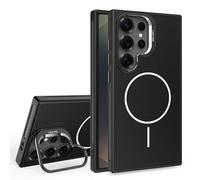 LUOTANL Magnetic Case for Samsung Galaxy S25 Ultra/S25 Plus/S25, Metal Lens Holder Cases Wireless Charging Slim PC Oil Resistant Cover,Black,S25 Ultra