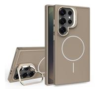 LUOTANL Magnetic Case for Samsung Galaxy S25 Ultra/S25 Plus/S25, Metal Lens Holder Cases Wireless Charging Slim PC Oil Resistant Cover,Gold,S25 Plus