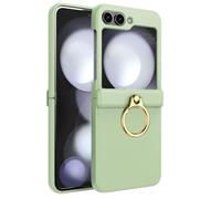LUOTANL Magnetic Case for Samsung Galaxy Z Flip 7, Stylish Finger Ring Case Screen Protector All -Inclusive Hinge Ultrathin PC Anti-Fall Shell,Green,Flip 7