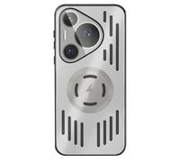 LUOTANL Metal Case for HuaWei Pura 80 Ultra/80 Pro/80 Pro+/80, Magnetic Aviation Alloy Case Lens Protection Ventilate Hollow Back Hard Shell,Silver,80 Ultra