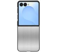 LUOTANL Metal Case for Samsung Galaxy Z Flip 7, Cool Brushed Texture Stainless Steel Slim Light Cover Anti-Scratch Anti-Slip Shell,Silver,Flip 7