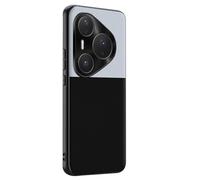 LUOTANL Minimalist Case for HuaWei Pura 80 Ultra/80 Pro/80 Pro+/80, Metal Camera Protection Cover Ultra Thin Color Blocking Leather Phone Cases,Black,80 Ultra