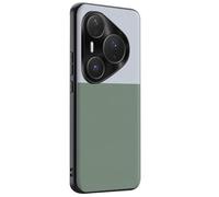 LUOTANL Minimalist Case for HuaWei Pura 80 Ultra/80 Pro/80 Pro+/80, Metal Camera Protection Cover Ultra Thin Color Blocking Leather Phone Cases,Green,80 Ultra