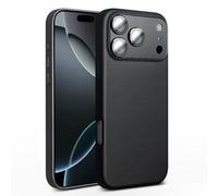 LUOTANL Noble Case for iPhone 17 Pro Max/17 Pro/17 Air/17, Luxury Genuine Leather Slim Lens Protection Case Wireless Charging Shockproof Cover,Black,17 Pro Max