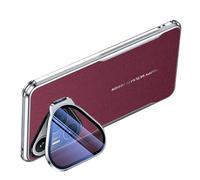 LUOTANL Slim Case for HuaWei Pura 80 Ultra/80 Pro/80 Pro+/80, Metal Lens Frame Stand Vegan Leather Cover Electroplated Luxury Phone Case,Red,80 Pro