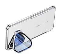 LUOTANL Slim Case for HuaWei Pura 80 Ultra/80 Pro/80 Pro+/80, Metal Lens Frame Stand Vegan Leather Cover Electroplated Luxury Phone Case,Silver,80 Pro