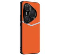 LUOTANL Stylish Case for HuaWei Pura 80 Ultra/80 Pro/80 Pro+/80, Metal Lens Protection Shockproof Vegan Leather Cover Silicone Soft Edge Shell,Orange,80 Pro