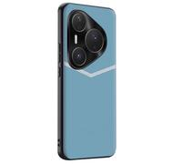 LUOTANL Stylish Case for HuaWei Pura 80 Ultra/80 Pro/80 Pro+/80, Metal Lens Protection Shockproof Vegan Leather Cover Silicone Soft Edge Shell,Chrome,80 Pro+