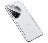 LUOTANL Ultra-Thin Case for HuaWei Pura 80 Ultra/80 Pro/80 Pro+/80, Litchi Texture High-end Leather Cover Full Wrap Lens Protection Anti-Fall Case,Silver,80 Ultra