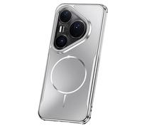 LUOTANL Ultra-Thin Case for HuaWei Pura 80 Ultra/80 Pro/80 Pro+/80, Magnetic Cool Electroplated Camera Protection Cover Bumper Shockproof Shell,Silver,80 Pro