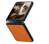 LUOTANL Ultra-Thin Case for Motorola Razr 60 Ultra/60, Litchi Grain Leather Cases, Men and Women Minimalist Anti-Fingerprint Drop Protection Back Cover,Orange,60