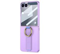 LUOTANL Wrist Strap Case for Samsung Galaxy Z Flip 7, Metal Hanging Ring Cover, Front Screen Protector Anti-Scratch Slim Light Shell,Purple,Flip 7
