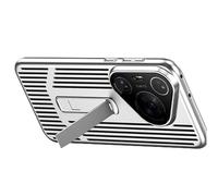 LUOTILAG Case for HuaWei Pura 70 Ultra/70 Pro/70 Pro+/70, Heat Dissipation Case Metal Kickstand Hollow Back Lens All -Inclusive Shell,Silver,70 Ultra