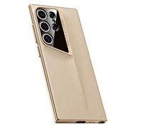 LUOTILAG Case for Samsung Galaxy S24 Ultra/S24 Plus/S24, Full Wrap Lens Cover Soft Edge Protection Stylish Leather Case Ultra -Thin,Gold,S24 Ultra