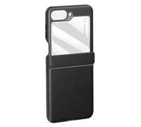 LUOTILAG Case for Samsung Galaxy Z Flip 6, Leather Case with Hinge Protection, Screen Protector Ultra-Thin Case Drop-Proof,Black