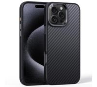 LUOTILAG Magnetic Case for iPhone 16 Pro Max/16 Pro/16 Plus/16, Real Carbon Fiber Slim Thin & Light Military-Grade Drop Case Wireless Charging,Black,16 Pro Max