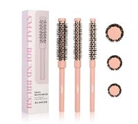 LuottsCare Small Round Hair Brush Pink - Boar Bristle&Nylon Mixed Bristles for Smoothing, Volumizing & Frizz Control - Mini Blow Dry Styling Brush for Fine Hair, Smooth Curls and Salon Blowout at Home