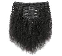Luovce Clip in Hair Extensions Real Human Hair Afro Kinky Curly 3c4a Tight Curl Natural Colour 8PCS 115-120 Grams 24 inches