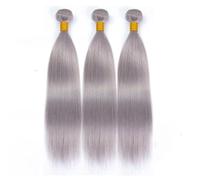 Luovce Peruvian Virgin Hair Straight Human Hair Bundles 18 20 22 Inches Silver Grey Colour Pack of 3