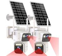 Luovisee Cameras for Home Security with Dual Lens,2.4G/5G WiFi Outdoor Camera Wireless Solar Powered,PIR Alarm,Color Night Vision,2-Way Audio,Cloud/SD Storage,No Month Fee(2 Pack)