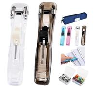 LUOWEINA 2026 Upgrade Portable Binder Clip Stapler - Includes 100 Reusable Clips，Handheld Paper Clam Clips Dispenser，Refillable Office Staplers Sets for Home School Desk Office(White+Black)