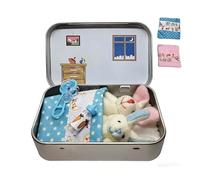 LUOWEINA Handmade Mini Bunny Hug in Box, Little Pocket Decorative Boxes，Easter Basket Stuffer, DIY Pet Adoption, Easters Baskets Boxes(Blue)