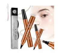 LUOWEINA Pencil Quick Brow Fix Eyelashes- 4-Tip Fork Design, Smudge-proof Pen With Spoolie for Natural Fuller Brows(Light Brown(Four))