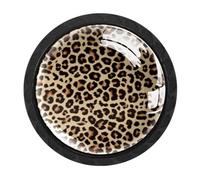 Luoweisi 4 Pcs Abstract Leopard Pattern Cabinet Knobs, Round Dresser Drawer Knobs, Single Hole Dresser Handles for Kitchen Home Decorating, Cupboard, Wardrobe
