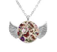 Luoweisi Angel Wings Necklace with Butterflies Pansies Birds, Aluminum Alloy Jewelry Gifts for Men Women