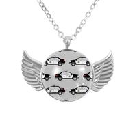 Luoweisi Angel Wings Necklace with Cartoon Police Car, Zinc Alloy Pendant Jewelry Gifts for Men Women
