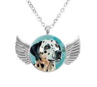 Luoweisi Angel Wings Necklace with Cute Dalmatian, Zinc Alloy Pendant Jewelry Gifts for Men Women