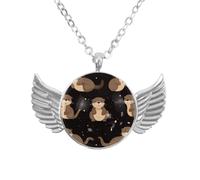 Luoweisi Angel Wings Necklace with Cute Otters, Zinc Alloy Jewelry Gifts for Men Women