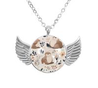 Luoweisi Angel Wings Necklace with Cute Otters, Zinc Alloy Jewelry Gifts for Men Women