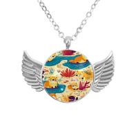 Luoweisi Angel Wings Necklace with Cute Otters, Zinc Alloy Jewelry Gifts for Men Women