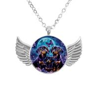 Luoweisi Angel Wings Necklace with Dachshund Floral, Aluminum Alloy Jewelry Gifts for Men Women