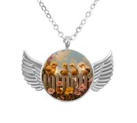 Luoweisi Angel Wings Necklace with Farm Chicks Floral, Aluminum Alloy Jewelry Gifts for Men Women