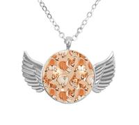 Luoweisi Angel Wings Necklace with Funny Welsh Corgi, Zinc Alloy Pendant Jewelry Gifts for Men Women
