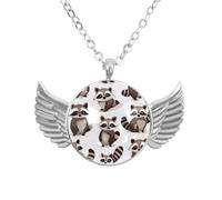 Luoweisi Angel Wings Necklace with Raccoons Animals, Aluminum Alloy Jewelry Gifts for Men Women