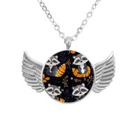 Luoweisi Angel Wings Necklace with Raccoons Animals, Zinc Alloy Jewelry Gifts for Men Women