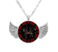 Luoweisi Angel Wings Necklace with Spider Roses, Zinc Alloy Pendant Jewelry Gifts for Men Women