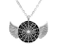 Luoweisi Angel Wings Necklace with Spider Web, Aluminum Alloy Jewelry Gifts for Men Women