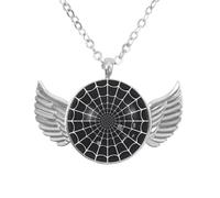Luoweisi Angel Wings Necklace with Spider Web, Zinc Alloy Pendant Jewelry Gifts for Men Women