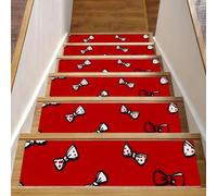 Luoweisi Bows Pattern Stair Treads for Wooden Steps, 15 Pack 30"x8" Non-Slip Indoor Stair Runner Stair Rugs Mats Covers for Dogs, Kids, Elder with Reusable Adhesive