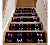 Luoweisi Bows Stair Treads for Wooden Steps, 15 Pack 30"x8" Non-Slip Indoor Stair Runner Stair Rugs Mats Covers for Dogs, Kids, Elder with Reusable Adhesive