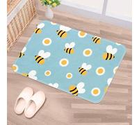 Luoweisi Cartoon Bee Pattern Door Mat Indoor 40 x 60 cm, Washable Door Mats Dirt Trapper Mat Absorbent Non-Slip Low Profile Doormat Inside Entrance Rug Floor Mat for Front Back Door Kitchen