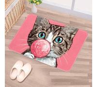 Luoweisi Cat Eat Candy Door Mat 50 x 80 cm, Non-Slip Machine Washable Entryway Rug, Dog Door Mat, Super Absorbent Entry Rug for Front Door, Back Door, Kitchen, Bathroom