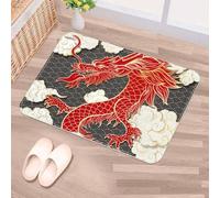 Luoweisi Chinese Red Dragon Door Mat - Non Slip Door Mats Indoor Washable for Front Door Mat Inside, Kitchen Door Mats Rugs (60cm x 90cm)