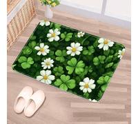 Luoweisi Clover Daisies Door Mat 50 x 80 cm, Non-Slip Machine Washable Entryway Rug, Dog Door Mat, Super Absorbent Entry Rug for Front Door, Back Door, Kitchen, Bathroom