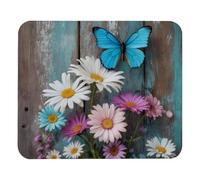 Luoweisi Daisies Butterfly on Rustic Wooden Mouse Pad 25x21cm, Ultra-Thin Mouse Mat with Non-Slip Base for Computer Gaming Laptop, Home Office Use